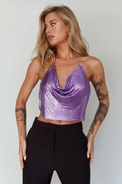 Moonshine Chain Mail Mesh Top Lavender 13 Moonshine Chain Mail Mesh Top Lavender -Fashion women's clothing SLH13395T 20LAVENDER 5