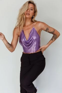 Moonshine Chain Mail Mesh Top Lavender 14 Moonshine Chain Mail Mesh Top Lavender -Fashion women's clothing SLH13395T 20LAVENDER 6