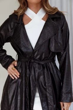 Wilhelmina Long Jacket Embossed Black -Fashion women's clothing SLHDJ29227 20BLACK 4