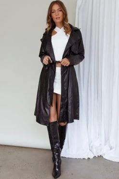 Wilhelmina Long Jacket Embossed Black -Fashion women's clothing SLHDJ29227 20BLACK 7