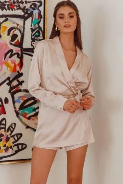 Turning Heads Side Tie Romper Champagne -Fashion women's clothing SLHF22G028 20CHAMPAGNE 6