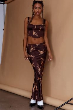 Zerah Crop Top Floral Brown -Fashion women's clothing SLIMC7510T1 20BROWN 4