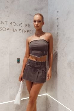 Hot Girl Summer Laced Back Crop Top Dark Grey 13 Hot Girl Summer Laced Back Crop Top Dark Grey -Fashion women's clothing SLIMD6665TDARKGREY 4