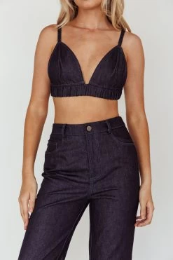 Isalei Bralette Crop Top Denim -Fashion women's clothing SLIMJ8353T 20DENIM 9