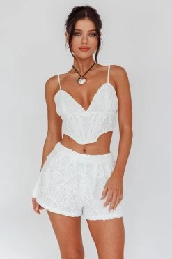 Staycation Lace Shorts White 7 Staycation Lace Shorts White -Fashion women's clothing SLIST5156 S 20WHITE 2