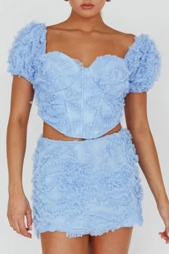 Cielito Embellished Crop Top Light Blue 9 Cielito Embellished Crop Top Light Blue -Fashion women's clothing SLIST5311 T 20LIGHT 20BLUE 4