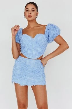 Cielito Embellished Crop Top Light Blue 10 Cielito Embellished Crop Top Light Blue -Fashion women's clothing SLIST5311 T 20LIGHT 20BLUE 5