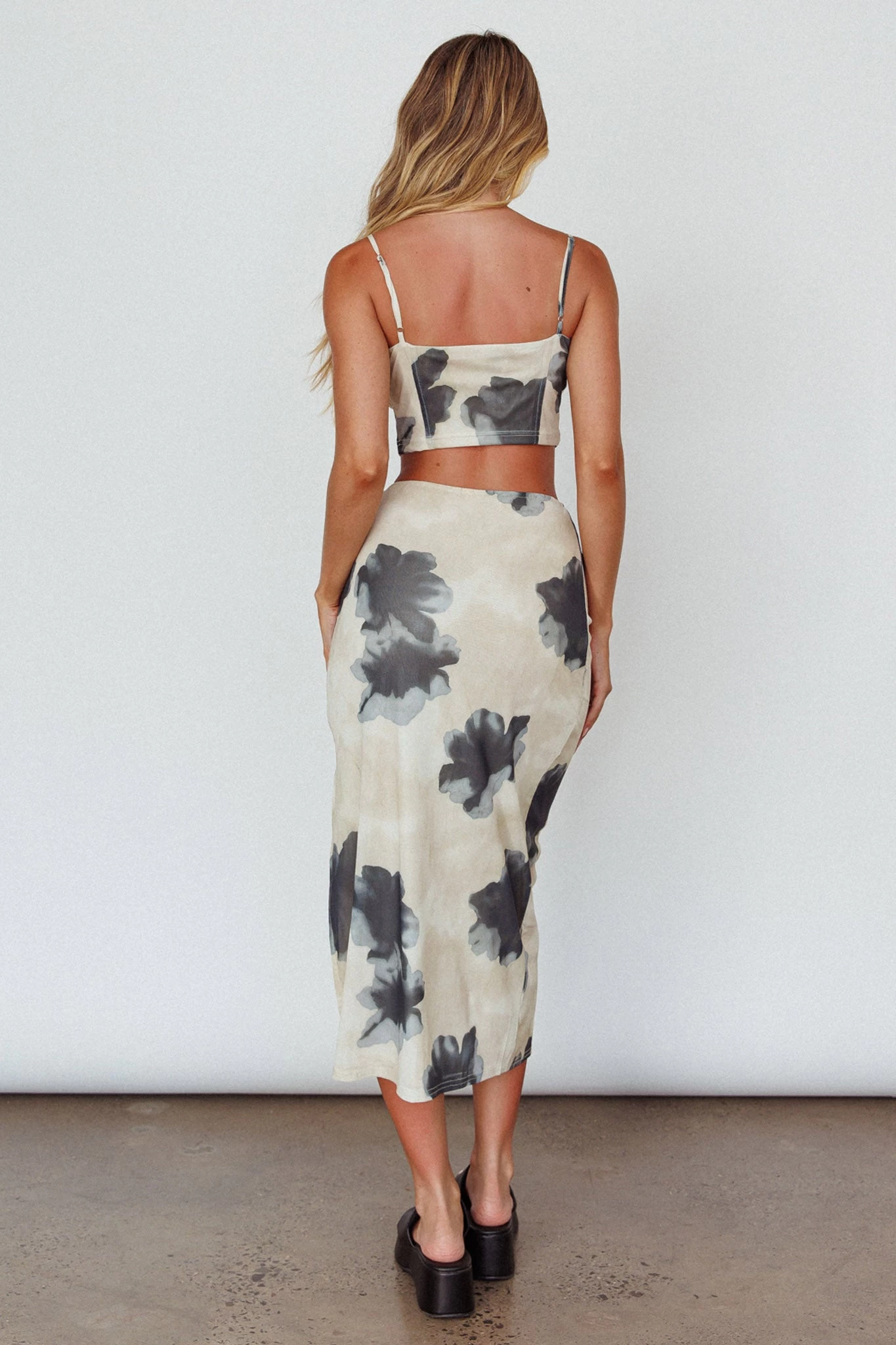 Miss Me Tied Bust Crop Top Floral Cream 2 Miss Me Tied Bust Crop Top Floral Cream - Image 2