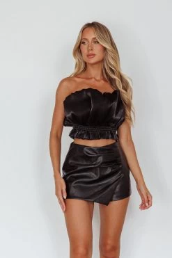 Audra Wrap Look Skort Black -Fashion women's clothing SLIT3368BLACK 11