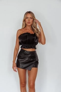 Audra Wrap Look Skort Black -Fashion women's clothing SLIT3368BLACK 3