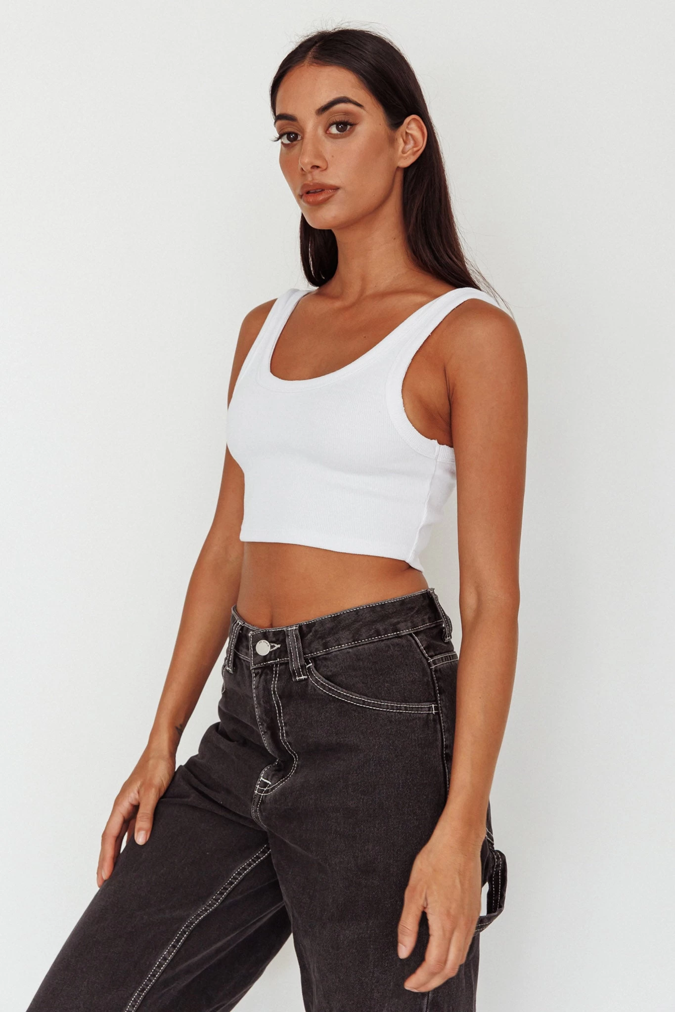 Drifting Ribbed Crop Top White 1 Drifting Ribbed Crop Top White