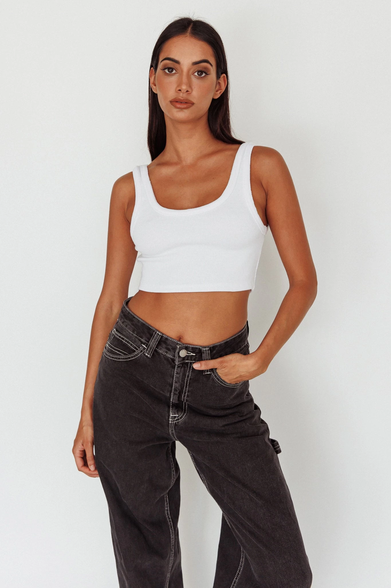 Drifting Ribbed Crop Top White 3 Drifting Ribbed Crop Top White - Image 3