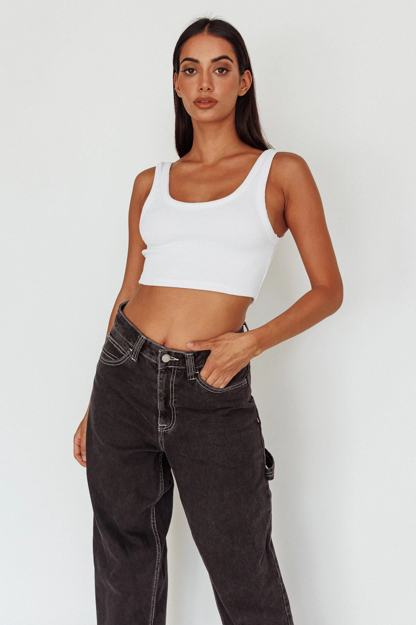 Drifting Ribbed Crop Top White 4 Drifting Ribbed Crop Top White - Image 4