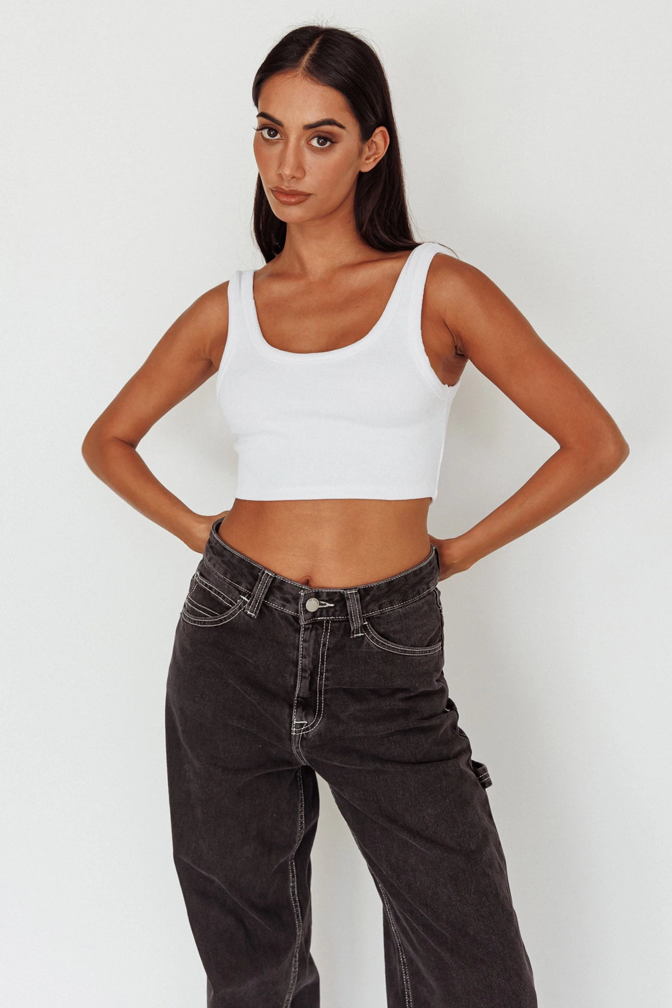Drifting Ribbed Crop Top White 5 Drifting Ribbed Crop Top White - Image 5