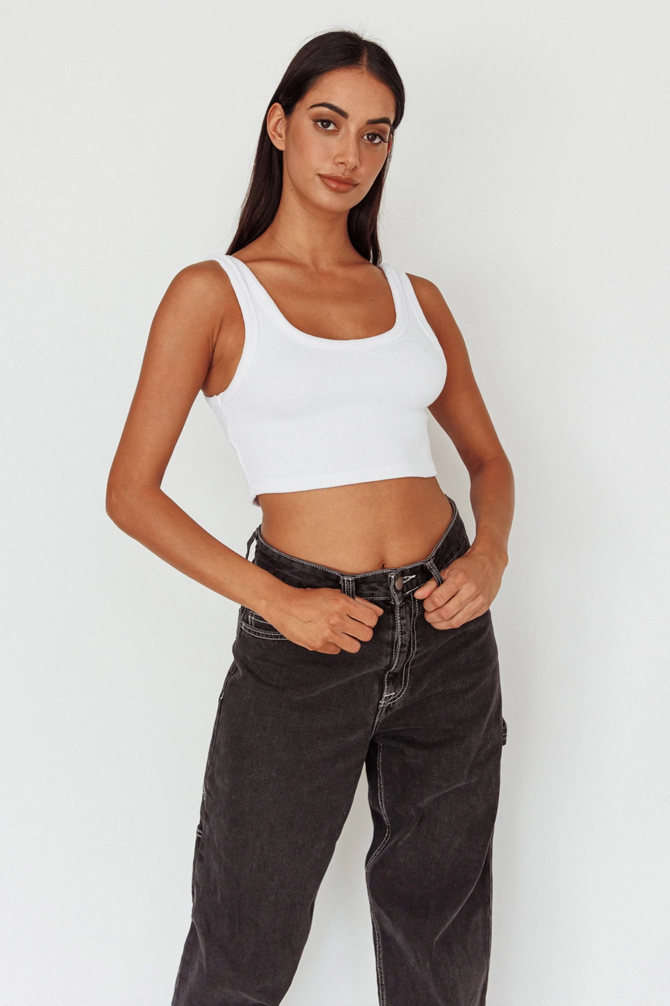 Drifting Ribbed Crop Top White 6 Drifting Ribbed Crop Top White - Image 6