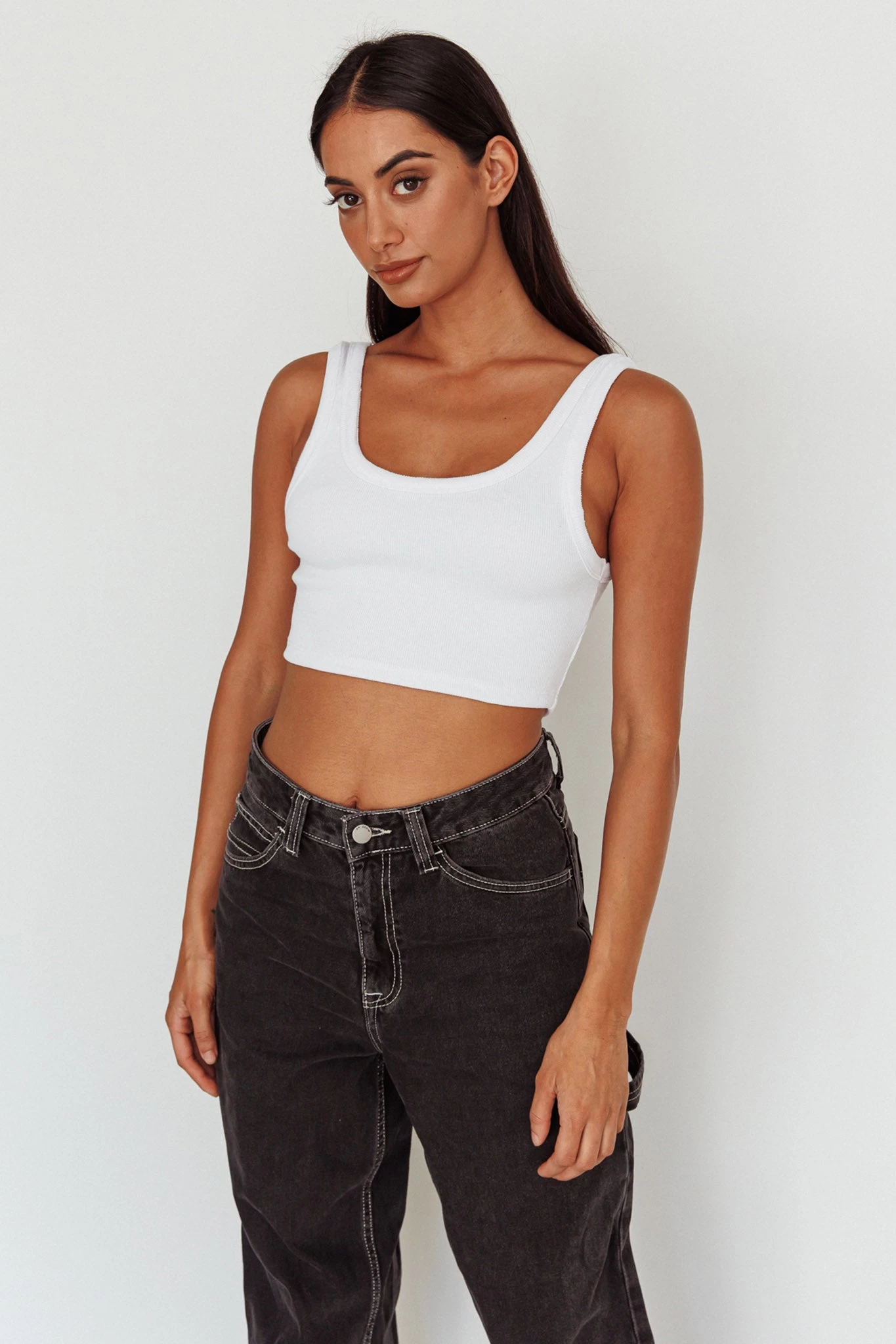 Drifting Ribbed Crop Top White 7 Drifting Ribbed Crop Top White - Image 7