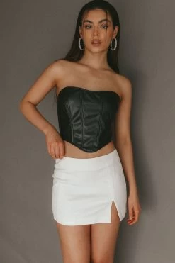 Lucked Out Split Mini Skirt White 7 Lucked Out Split Mini Skirt White -Fashion women's clothing SLJP438 20WHITE 5