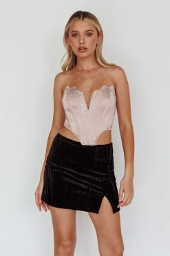 Up All Night Diamante Crop Top Blush -Fashion women's clothing SLJT3621 20BLUSH 4