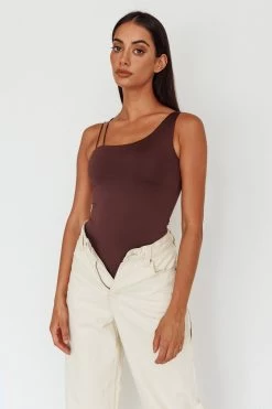 Bare Double Strap Bodysuit Brown -Fashion women's clothing SLKT11801 20BROWN 4