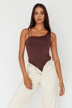 Bare Double Strap Bodysuit Brown -Fashion women's clothing SLKT11801 20BROWN 9