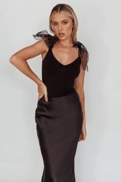 Midsomer Tied Shoulder Bodysuit Black 13 Midsomer Tied Shoulder Bodysuit Black -Fashion women's clothing SLKT6776 20BLACK 6