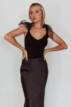 Midsomer Tied Shoulder Bodysuit Black 15 Midsomer Tied Shoulder Bodysuit Black -Fashion women's clothing SLKT6776 20BLACK 8