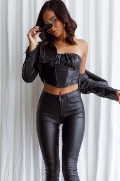 Toulouse Faux Leather Jacket Black -Fashion women's clothing SLMJ5130BLACK 3