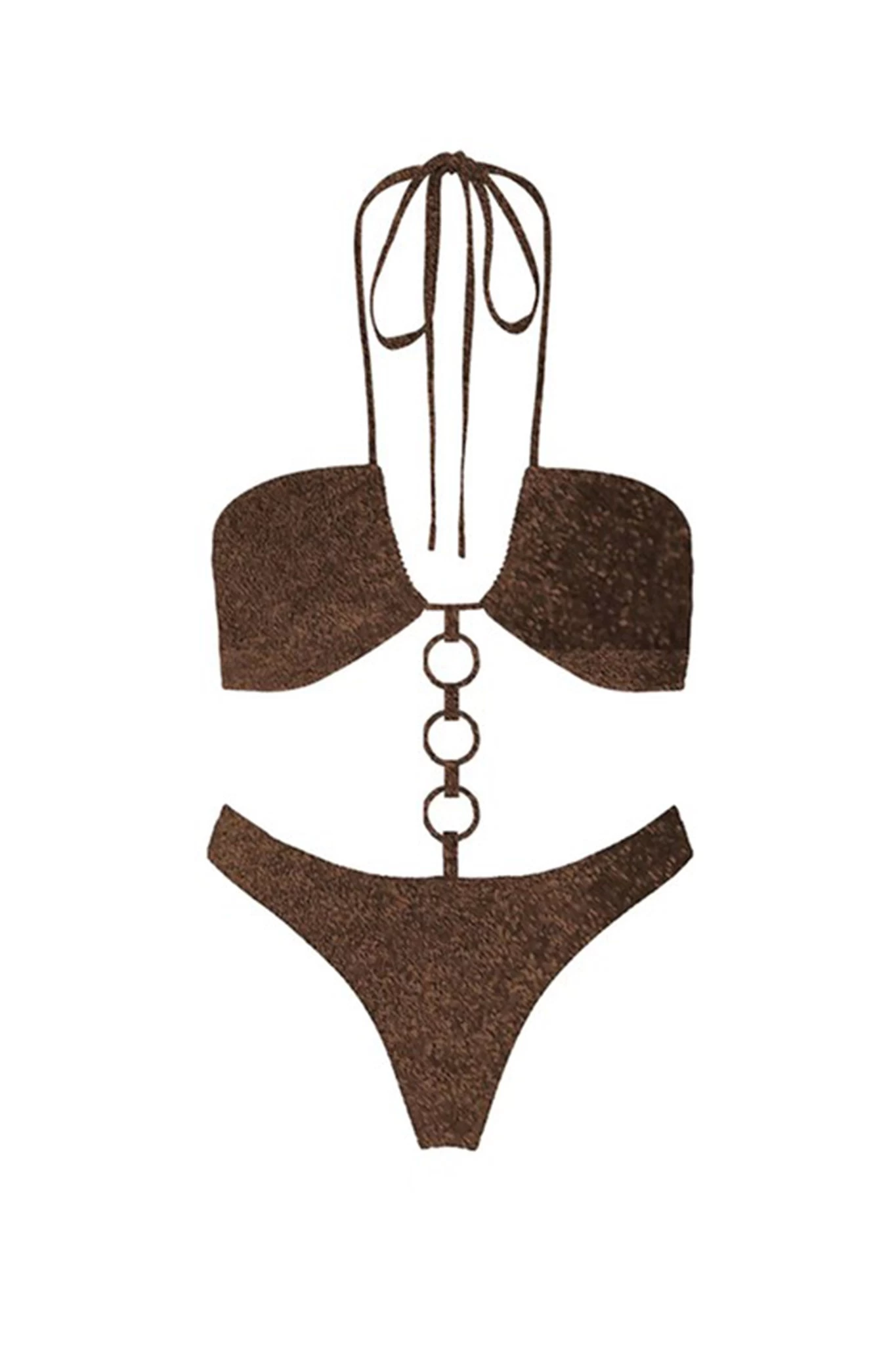 Barbados Halterneck One Piece Swimsuit Brown 5 Barbados Halterneck One Piece Swimsuit Brown - Image 5