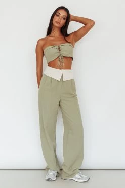 East Village Foldover Pants Sage -Fashion women's clothing SLP1448 20SAGE 2