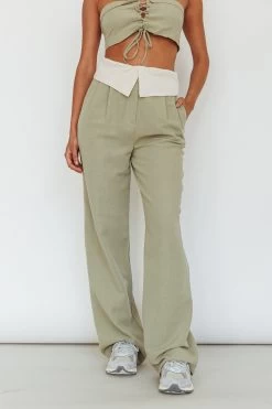 East Village Foldover Pants Sage -Fashion women's clothing SLP1448 20SAGE 4