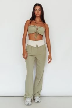 East Village Foldover Pants Sage -Fashion women's clothing SLP1448 20SAGE 5