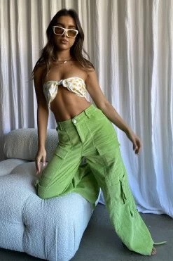 Ashlynn Corduroy Cargo Pants Lime -Fashion women's clothing SLP2044 20LIME 5