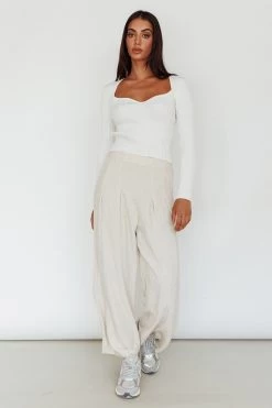 Mosey Long Sleeve Knit Top Ivory -Fashion women's clothing SLPT16911 20IVORY 2