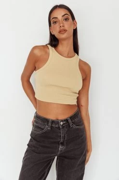 Bryn Racerback Crop Top Sand -Fashion women's clothing SLS1954 20SAND 4