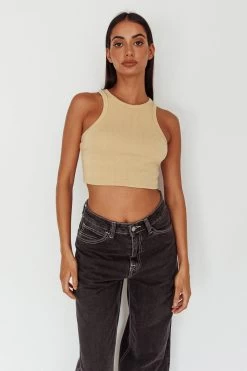 Bryn Racerback Crop Top Sand -Fashion women's clothing SLS1954 20SAND 5