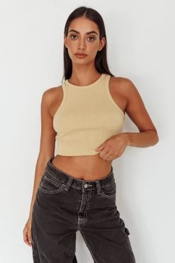 Bryn Racerback Crop Top Sand -Fashion women's clothing SLS1954 20SAND 6