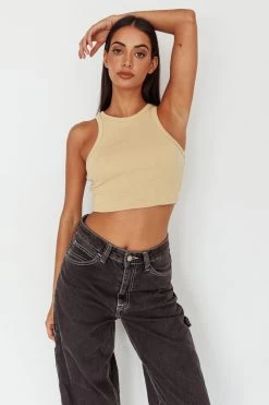 Bryn Racerback Crop Top Sand -Fashion women's clothing SLS1954 20SAND 7