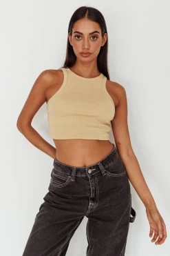 Bryn Racerback Crop Top Sand -Fashion women's clothing SLS1954 20SAND 9