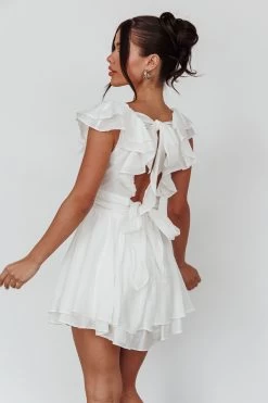 Glory Days Ruffle Shoulder Romper Off White -Fashion women's clothing SLS21736OFFWHITE 3