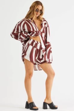 SNDYS Heather Shorts Swirl Brown -Fashion women's clothing SLSD03 P 20BROWN 2