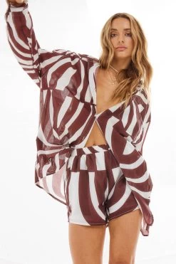 SNDYS Heather Shorts Swirl Brown -Fashion women's clothing SLSD03 P 20BROWN 5