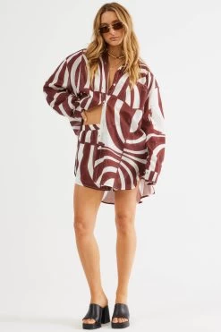 SNDYS Heather Shorts Swirl Brown -Fashion women's clothing SLSD03 P 20BROWN 6