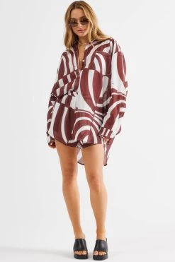 SNDYS Heather Shorts Swirl Brown -Fashion women's clothing SLSD03 P 20BROWN 8