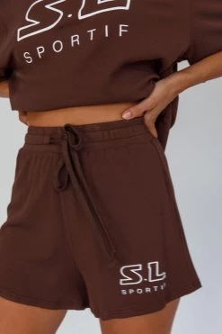 On Track SL Logo Shorts Chocolate -Fashion women's clothing SLST3056D B 20CHOCOLATE 4