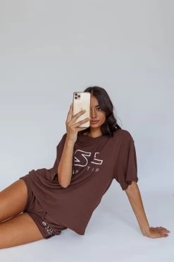 On Track SL Logo Shorts Chocolate -Fashion women's clothing SLST3056D B 20CHOCOLATE 5