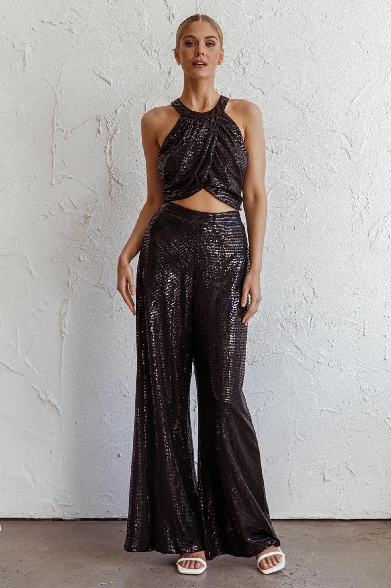 Anything Goes Draped Sequin Crop Top Black 3 Anything Goes Draped Sequin Crop Top Black - Image 3