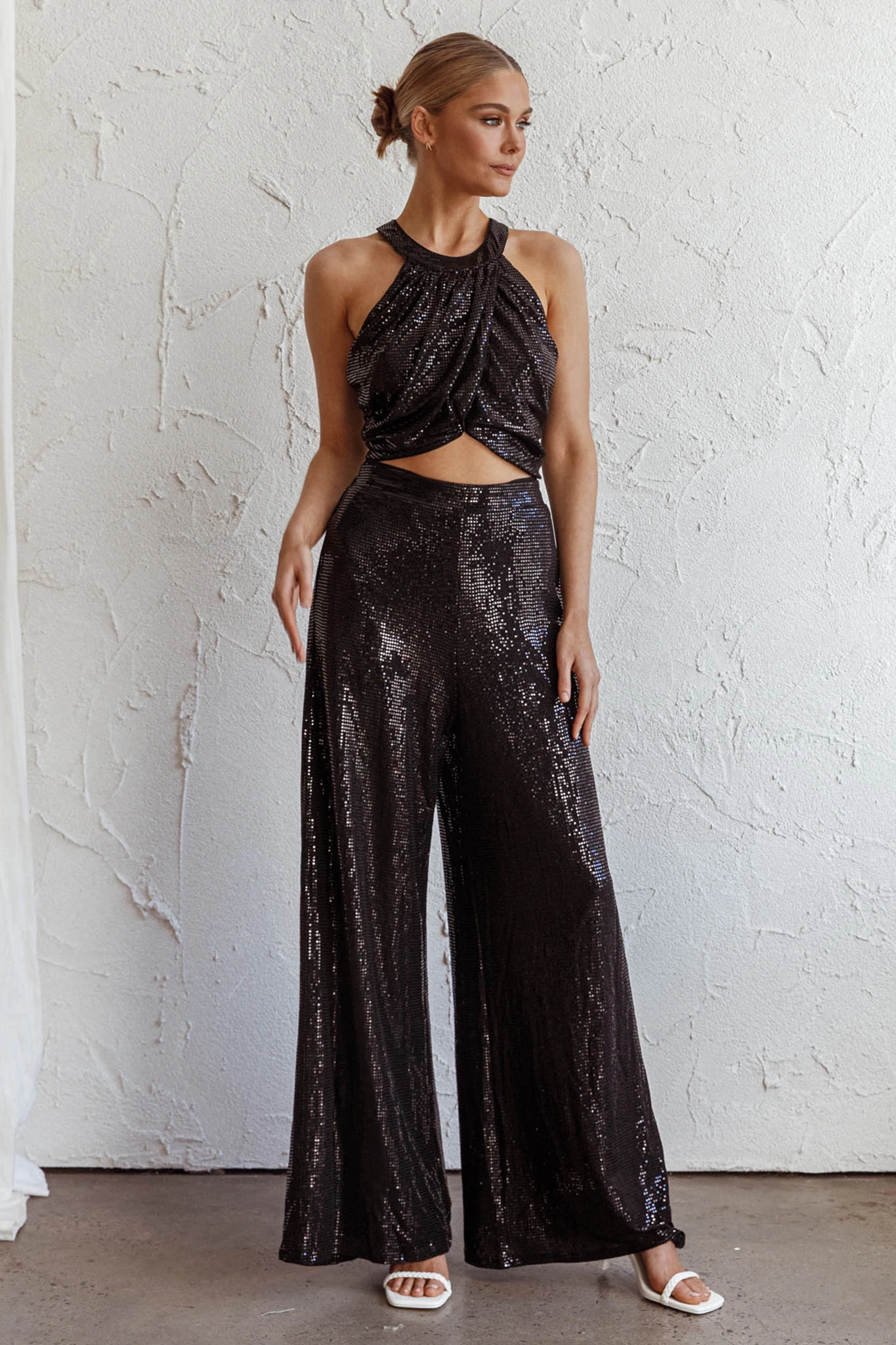 Anything Goes Draped Sequin Crop Top Black 5 Anything Goes Draped Sequin Crop Top Black - Image 5