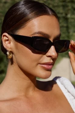 Kendall Slim Rectangle Sunglasses Black -Fashion women's clothing SN00003 20BLACK 4