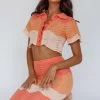 May Blooms Button Up Crop Top Tangerine