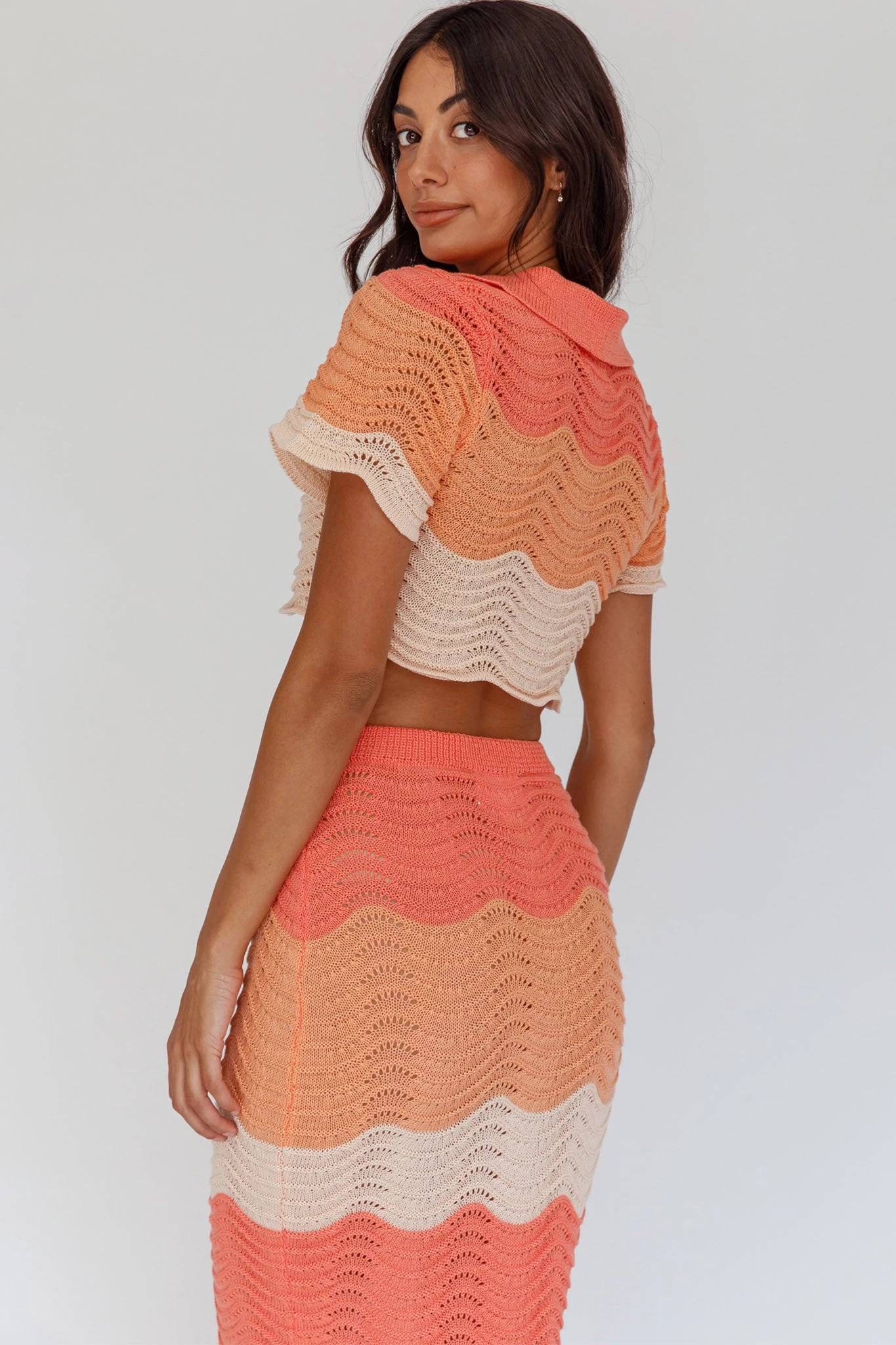 May Blooms Button Up Crop Top Tangerine 2 May Blooms Button Up Crop Top Tangerine - Image 2